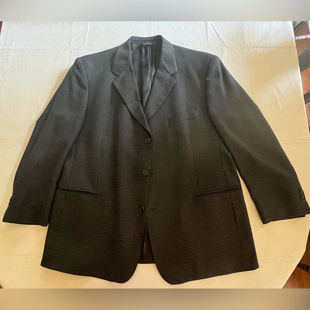 Riserva Men’s Grey Black 48 R Wool Blazer Dress Coat Jacket